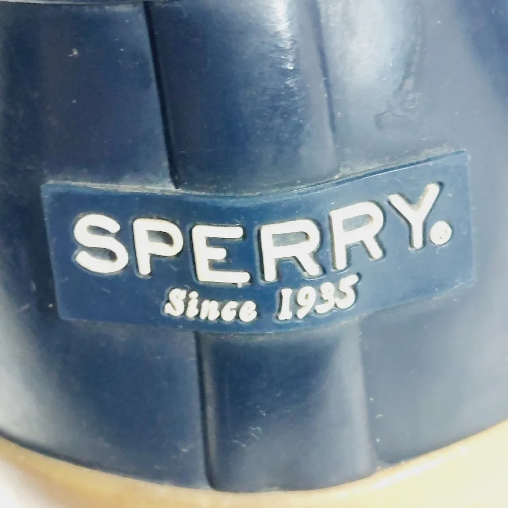 Sperry Saltwater Duck Rain Blue Brown Leather Lace Up Zipper Ankle Boots K338